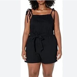 City chic overalls short romper adjustable ties 16 NEW black pockets